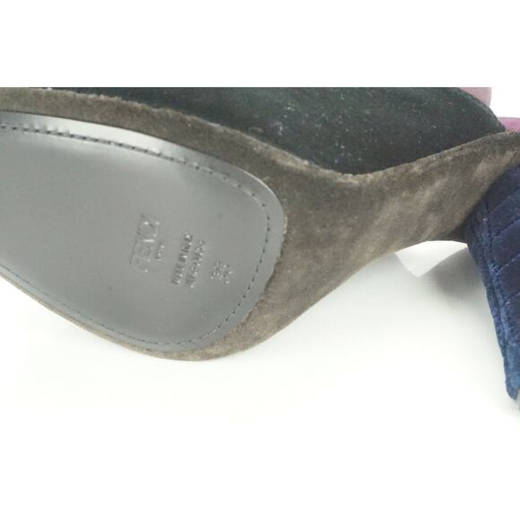 Fendi Velvet Ruffle Wave Slide Mule Pump SZ 38 Multi Purple NIB $650 Color Block - Picture 6 of 9